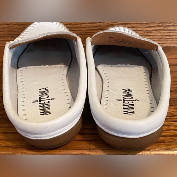 Minnetonka White Leather Loafers - Picture 4 of 7